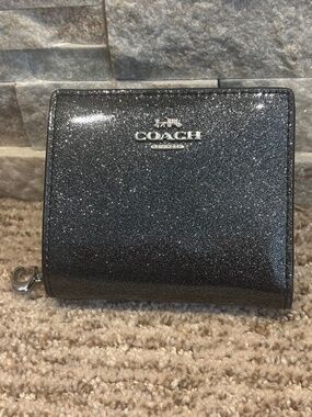 Coach Gunmetal Glitter Patent Leather Snap Wallet